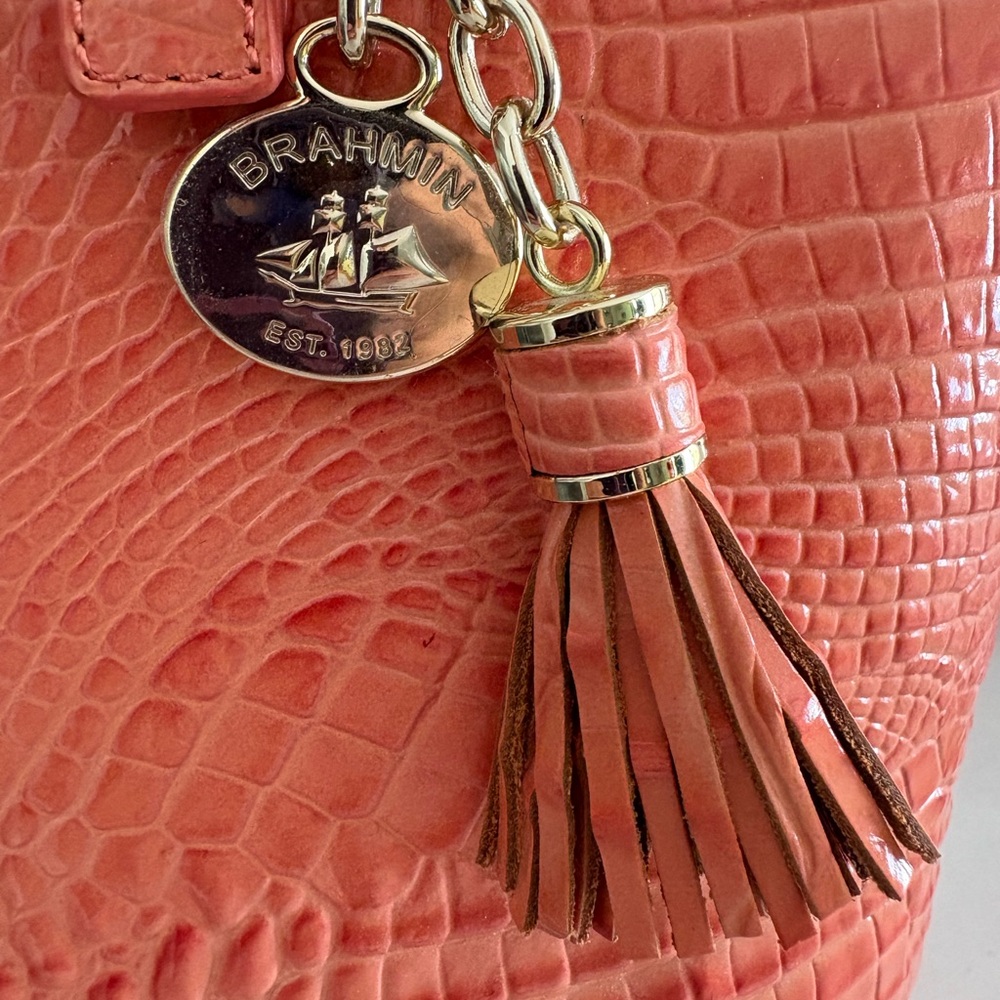 Brahmin Creamsicle Embossed Leather Tote - Picture 5 of 10